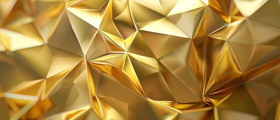 a geometric three-dimensional golden metal background ,Geometric gold metal texture shines with luxury and modernity ,Stylish gold background with abstract shape
