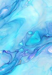 Abstract background of turquoise marble with swirling lavender ink patterns and teal ripples