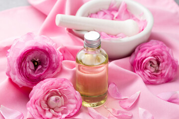 Pink ranunculus flowers essential oil