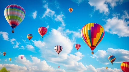 Fototapeta premium Balloon Floating on Blue Sky Travel Concept.