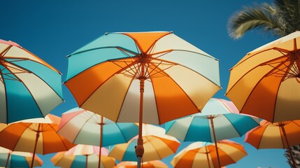 Colorful umbrella Background. Summer Background Design.