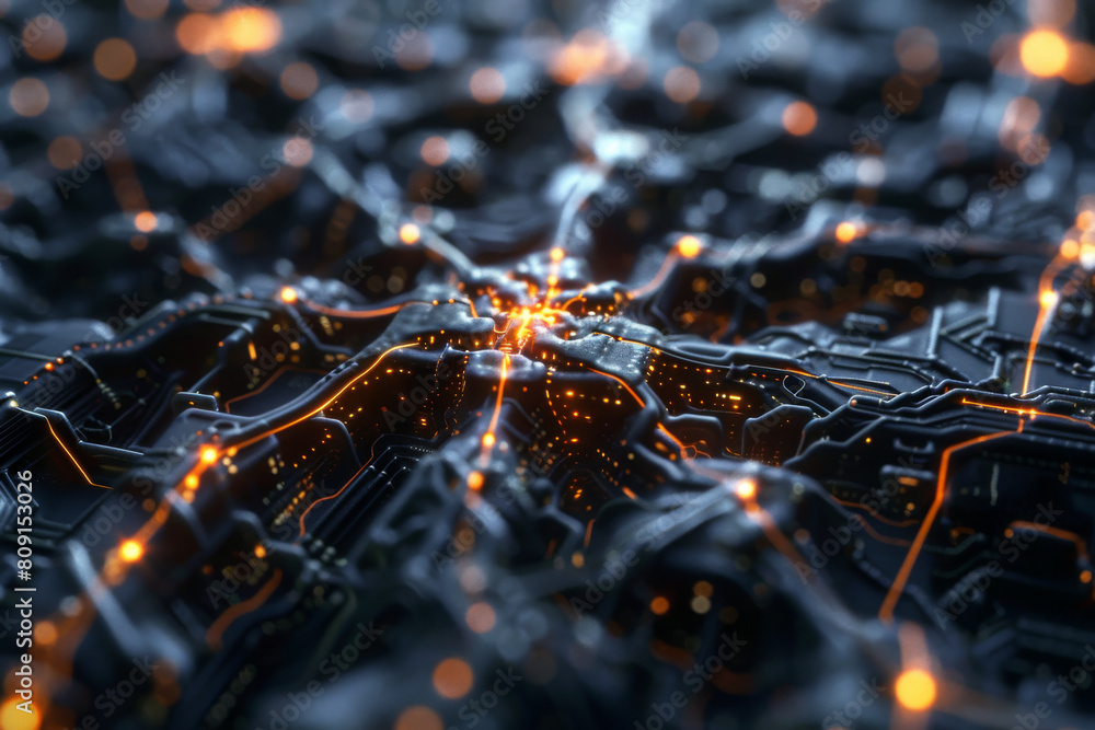 Aufkleber a computer generated image of a circuit board