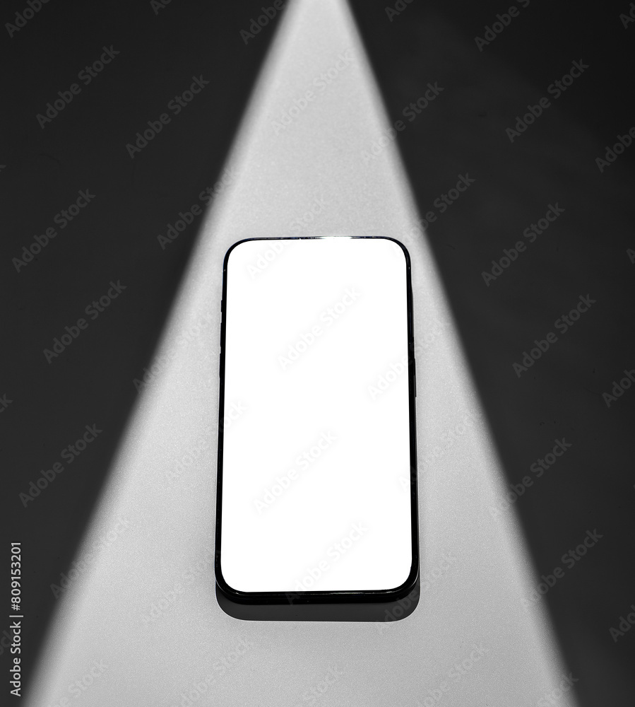 Poster mobile phone mock up, blank and clean design. empty screen template, clear smartphone display