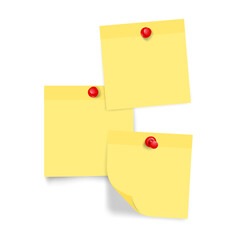 pined post its yellow 3 set red thumbtacks