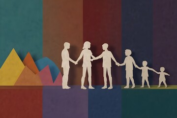 group of people holding hands - obrazy, fototapety, plakaty