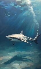 Naklejka premium shark in the sea