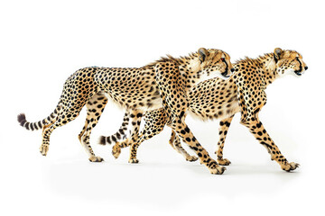 Three cheetahs, mid-stride, speed embodied