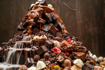 A mountain of assorted chocolates