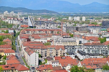 Aerial View of Ljubljana City from Ljubljana Castle in Slovenia