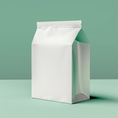 Blank packaging paper bag mockup on green background. 3d rendering