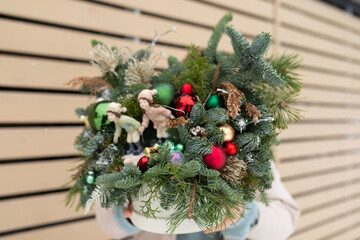 Close-Up of Potted Plant With Ornaments