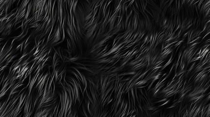 Fototapeta premium black fur texture in a top-down shot, offering a mesmerizing animal hair pattern perfect for enhancing wallpapers or design projects. SEAMLESS PATTERN