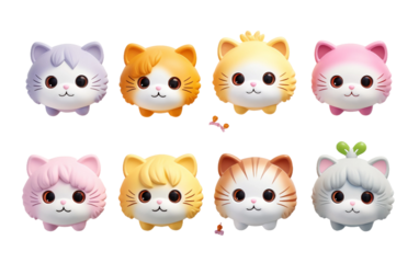 set of cat baby head