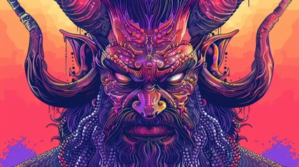 Fototapeta premium A scary demon face graphic illustration