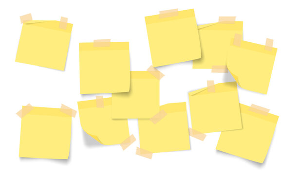 taped post its yellow scotch wall