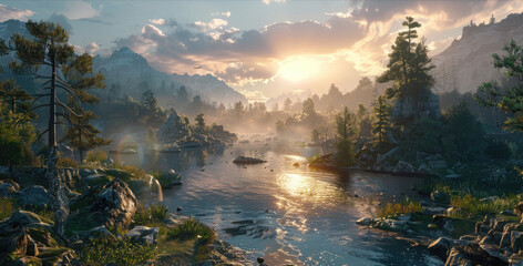 Immersive gaming experience of an interactive gaming world, featuring dynamic play environments and 2D/3D assets, perfect for gamers seeking adventure and entertainment in a digital fantasy realm.