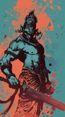 A scary demon face graphic illustration