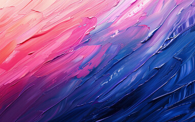 A close-up view of an abstract painting featuring vibrant blue and pink colors, creating dynamic patterns and textures