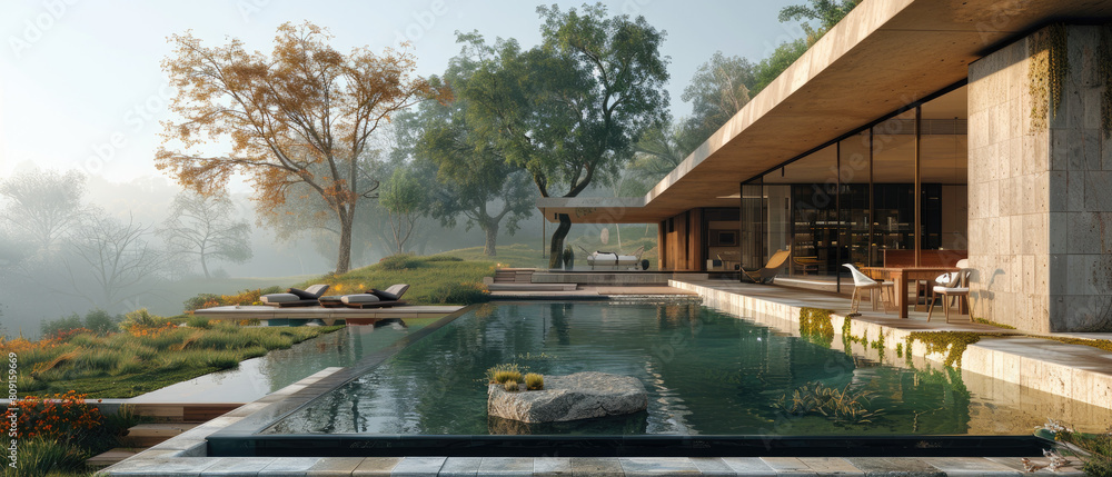 Poster detailed architectural visualization featuring 2d blueprints and 3d building models, ideal for previ