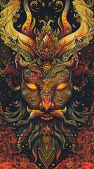 Fototapeta premium A scary demon face graphic illustration