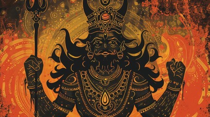 Naklejka premium A scary demon face graphic illustration