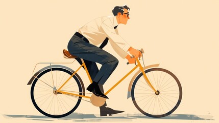 Naklejka premium Businessman riding bicycle flat illustration