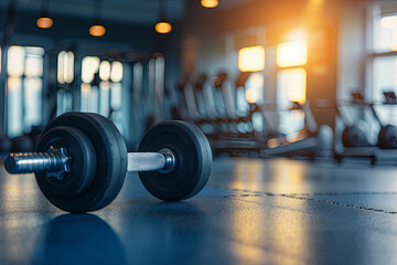 Fitness, empty gym and equipment for exercise, workout and sports for wellness, weightlifting and studio
