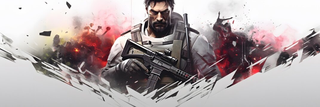 Elite Soldier holding gun, gaming channel, banner design, youtube