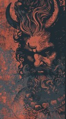 A scary demon face graphic illustration