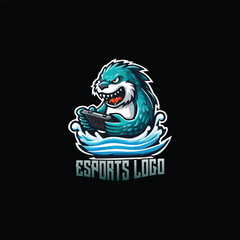  sea monster Mascot esport gaming logo design
