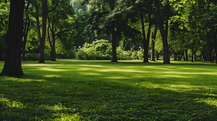 Grass and green woods in the park 