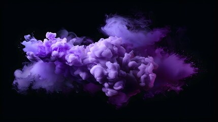 Fototapeta premium abstract purple and violet fluffy pastel ink smoke cloud against black background