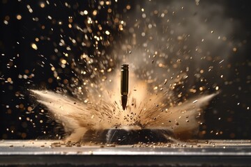A detailed view of a pen making contact with a piece of paper, capturing the moment of impact, A...