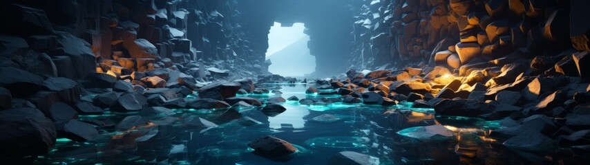 Enchanting Underwater Cave Landscape