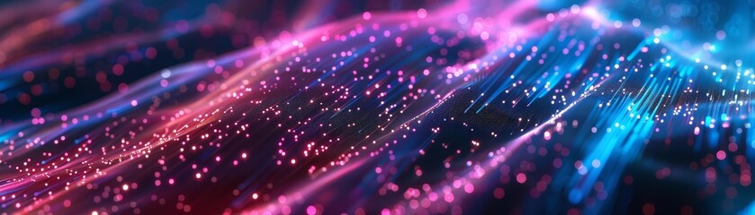 Obraz premium In the realm of high tech abstract background, glowing neon fibers intertwine to create a mesmerizing visual effect, Sharpen 3d rendering background