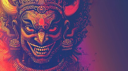 A scary demon face graphic illustration