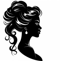 a black and white silhouette of a woman with long hair