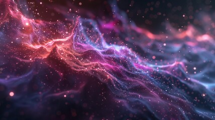 abstract space particles floating through a galaxy far away with bright light in center. beautiful...