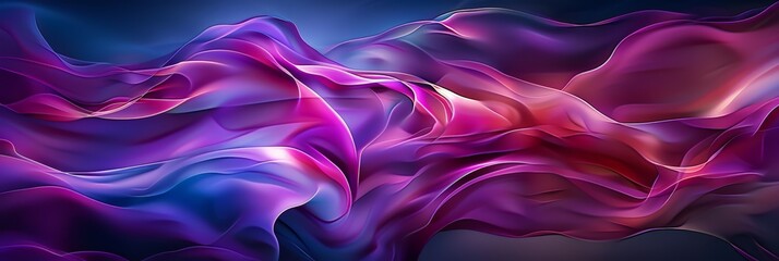 Obraz premium An abstract painting featuring vivid purple and blue waves flowing diagonally across the canvas in a dynamic and fluid manner