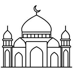 Mosque line art vector illustration