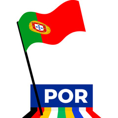 portugal national flag designed for Europe football championship in 2024