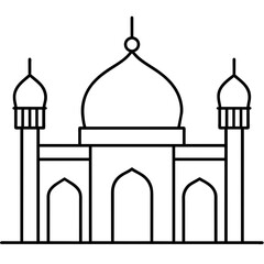 Mosque line art vector illustration