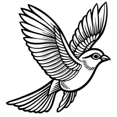 Bird flying line art vector illustration