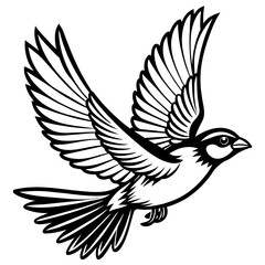 Fototapeta premium Bird flying line art vector illustration
