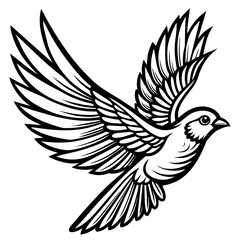 Bird flying line art vector illustration