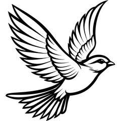 Fototapeta premium Bird flying line art vector illustration