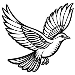 Bird flying line art vector illustration