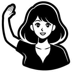 Girl waving hand vector illustration