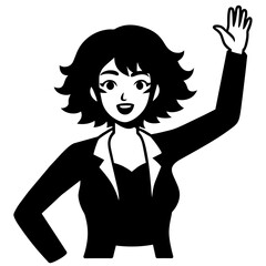 Girl waving hand vector illustration