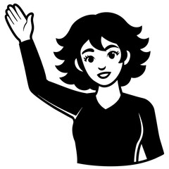 Girl waving hand vector illustration
